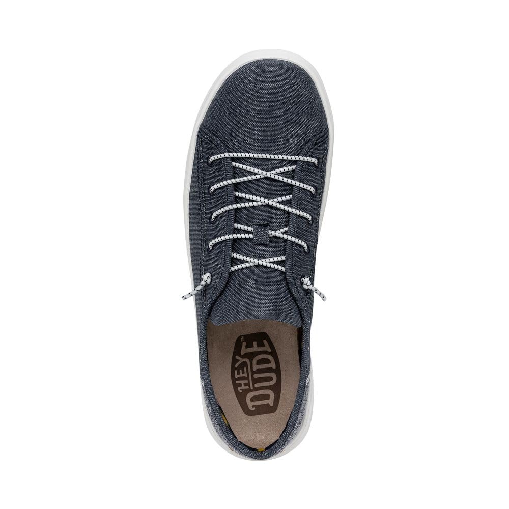 HEYDUDE Cody Craft Linen Navy Men's Size 14 | Unisex Sneakers | Unisex Slip On Shoes | Comfortable & Light-Weight