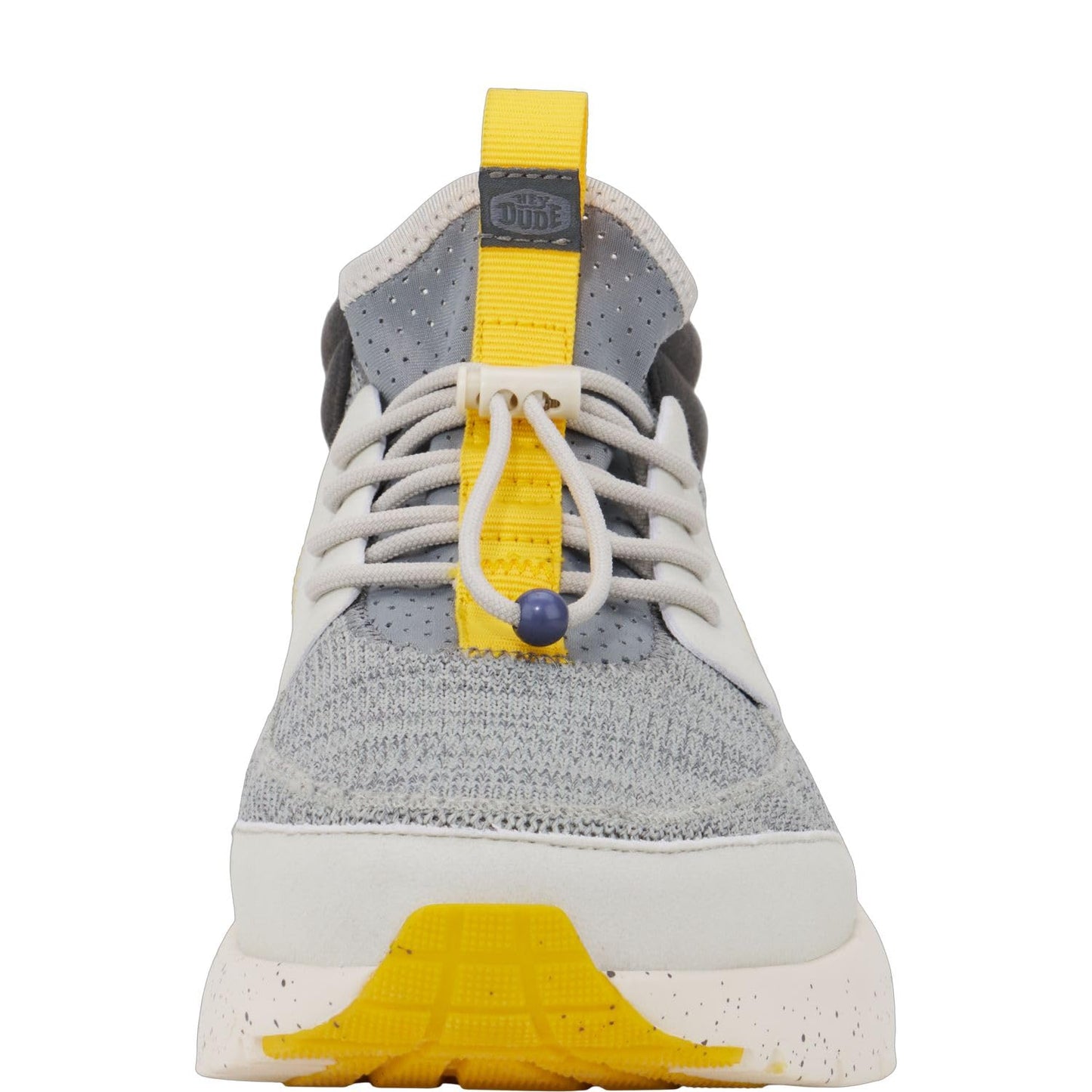 HEYDUDE Men's Sirocco M Mid Trail Heather Grey/Yellow Size 7 | Men's Shoes | Men Slip-on Sneakers | Comfortable & Light-Weight