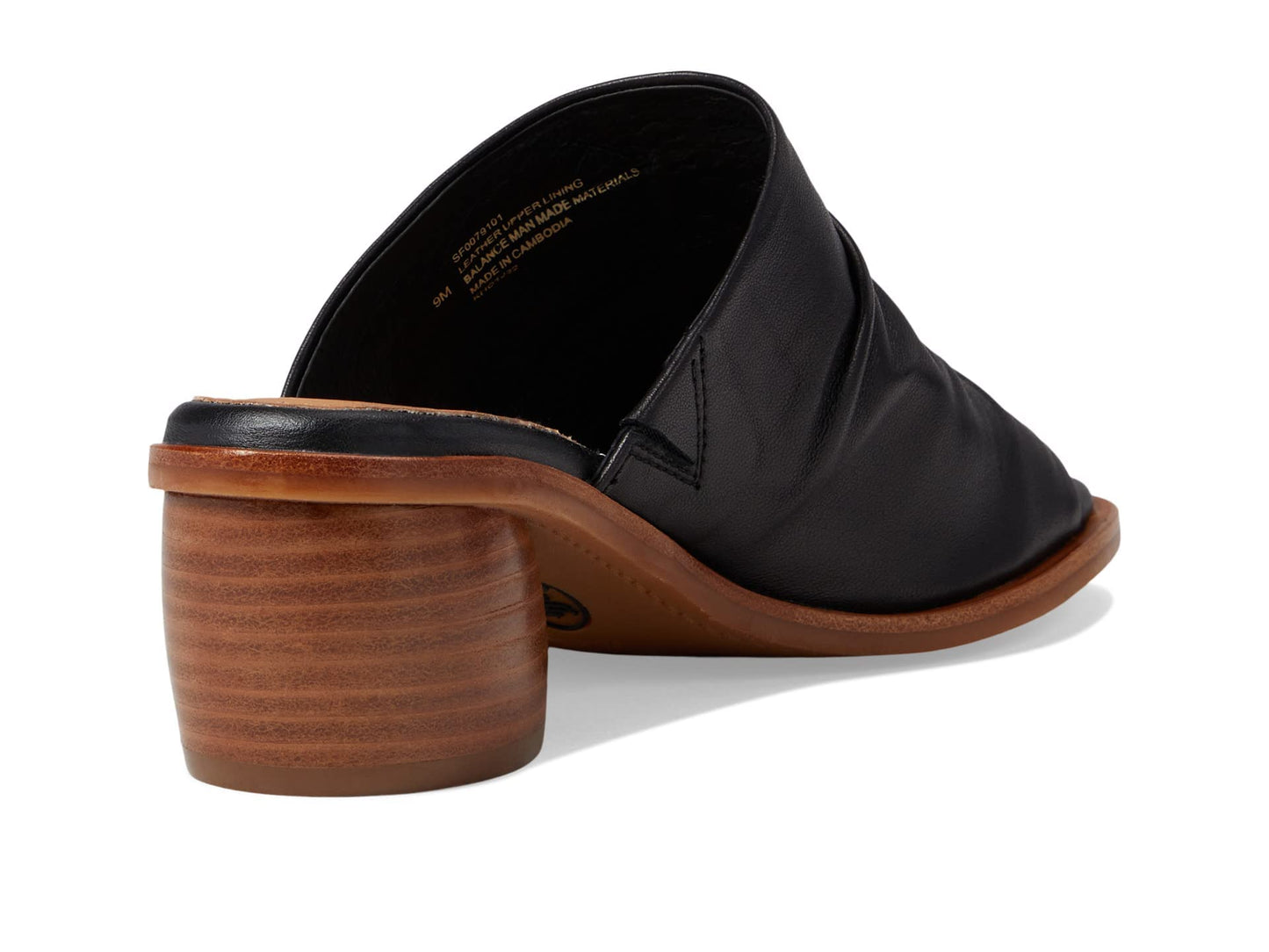 Sofft Chrissie - Heels for Women - Supple Ruched Leather Upper - Round Open Toe - Rounded Stacked Heel Black 10 M (B)