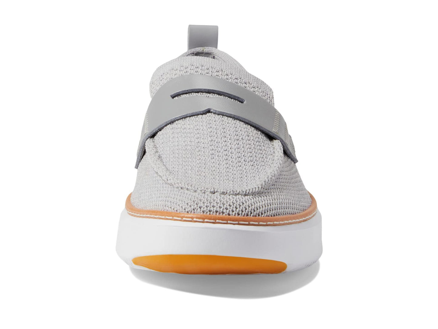 Cole Haan Grandpro Topspin Stitchlite Penny Loafers for Men - Removable Man-Made Insole - Cap Toe Sleet/Optic White 7 D - Medium
