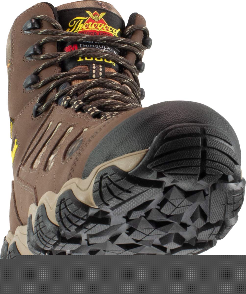 Thorogood Crosstrex 8” Insulated Waterproof Hiking Boots for Men - Premium Breathable Leather and Mesh with Mossy Oak Break-Up Country Camo and Traction Outsole, Brown/Mossy Oak - 8.5 W US
