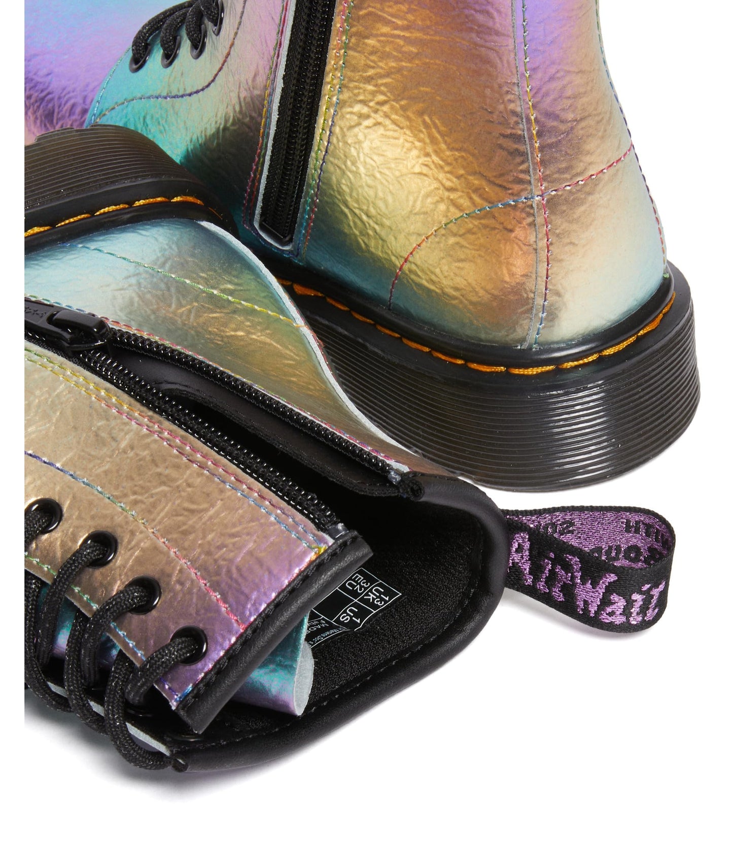 Dr. Martens Kid's Collection 1460 (Little Kid/Big Kid) - Boots for Kids Leather Construction Rainbow Crinkle 2 UK (US 3 Little Kid) M