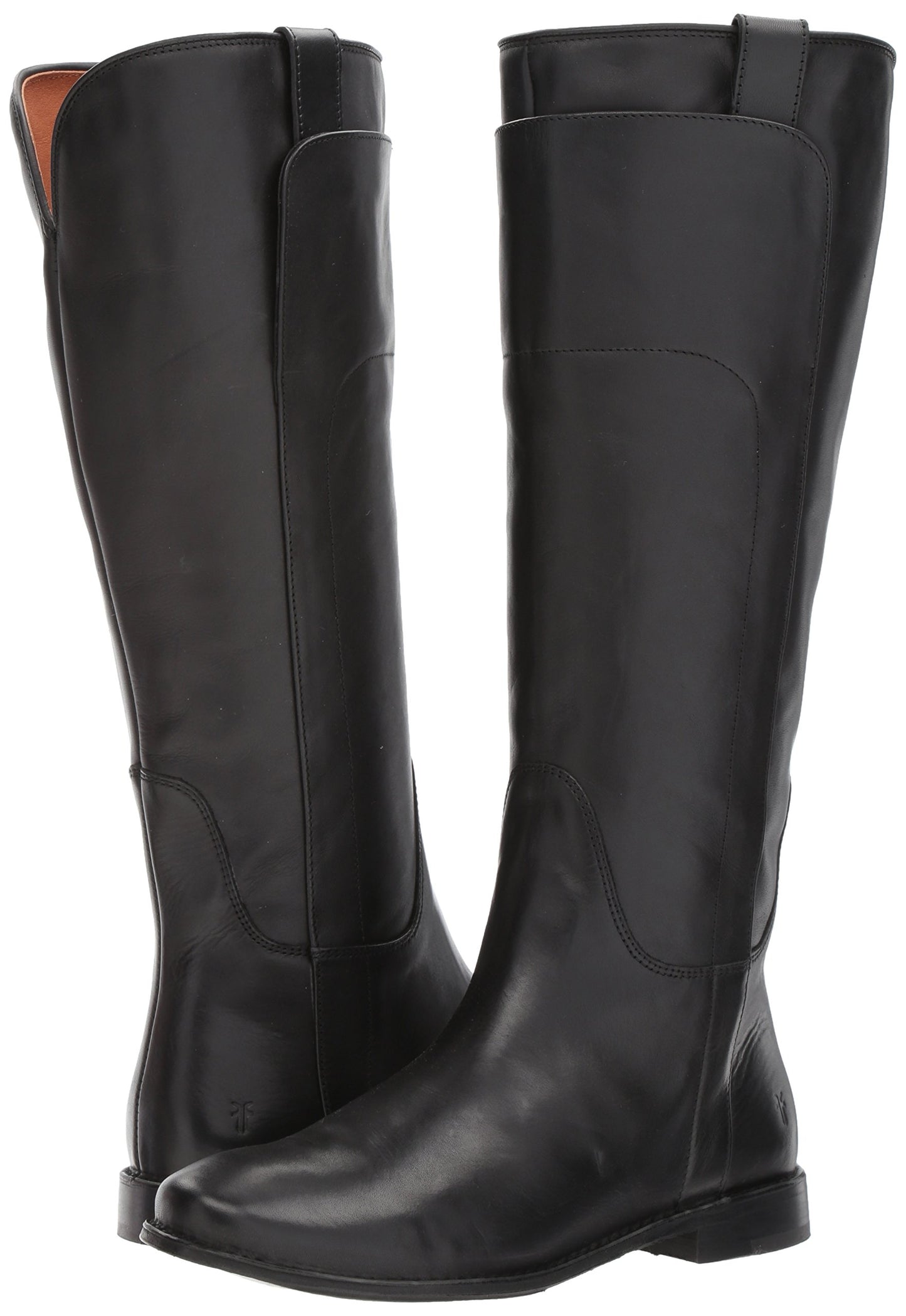 Frye Paige Tall Riding Boots for Women Made from Antiqued Italian Leather with Overlapping Front Panels, Stacked Leather Heel, and Leather Outsole – 16” Shaft Height, Black - 7 M