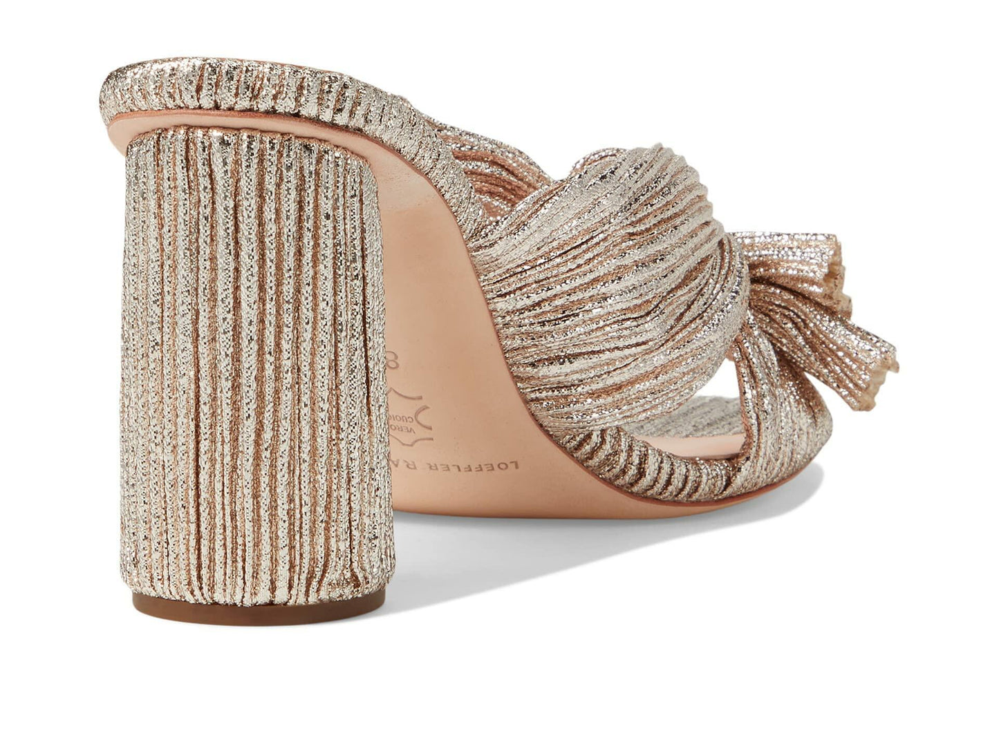 Loeffler Randall Penny Pleated Knot Mules for Women - Textile Lining - Leather Footbed - Leather Outsole Champagne 11 B - Medium