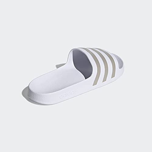 adidas unisex-adult Adilette Aqua Slides White/Platin Metallic/White 11