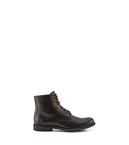 Frye Tyler Lace Up Boots for Men Crafted from Soft Vintage Leather with Blake Construction, Burnished Toe and Heel, and Rubber Inserts on Leather Soles – 5 ¾” Shaft Height, Black - 8 M