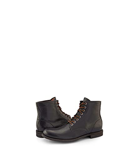 Frye Tyler Lace Up Boots for Men Crafted from Soft Vintage Leather with Blake Construction, Burnished Toe and Heel, and Rubber Inserts on Leather Soles – 5 ¾” Shaft Height, Black - 8 M
