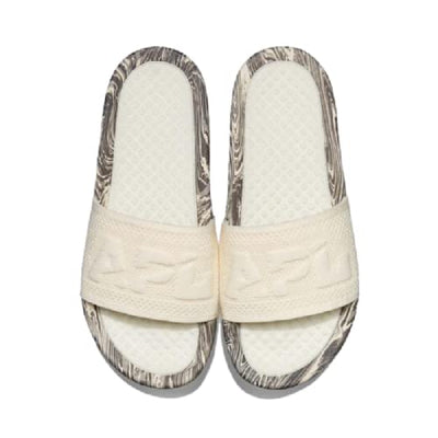 APL: Athletic Propulsion Labs Women's Big Logo Techloom Slide, (6, Pristine/Silver Travertine/Marble, Numeric_6)