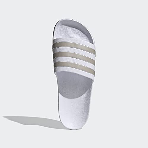 adidas unisex-adult Adilette Aqua Slides White/Platin Metallic/White 11