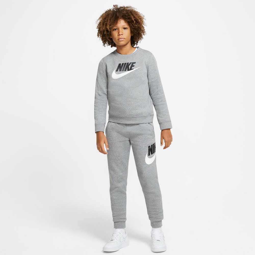 Nike Boy's Sportswear Club + HBR Crew 2 Tee (Little Kids/Big Kids) Black LG (14-16 Big Kids)