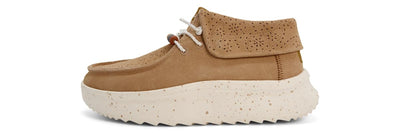 HEYDUDE Women's Wendy Peak Fold Boot Suede Platform Boot, Tan Size 10 | Suede Upper | Elastic Laces Lightweight Flexible Outsole