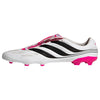 adidas Predator Precision.3 Youth Firm Ground Soccer Shoes - Fold-over Tongue, Soft Leather Forefoot, Firm Ground Outsole, Lightweight Synthetic Upper (White/Black/Pink, US Footwear Size System, Big Kid, Numeric, Medium, 4.5)
