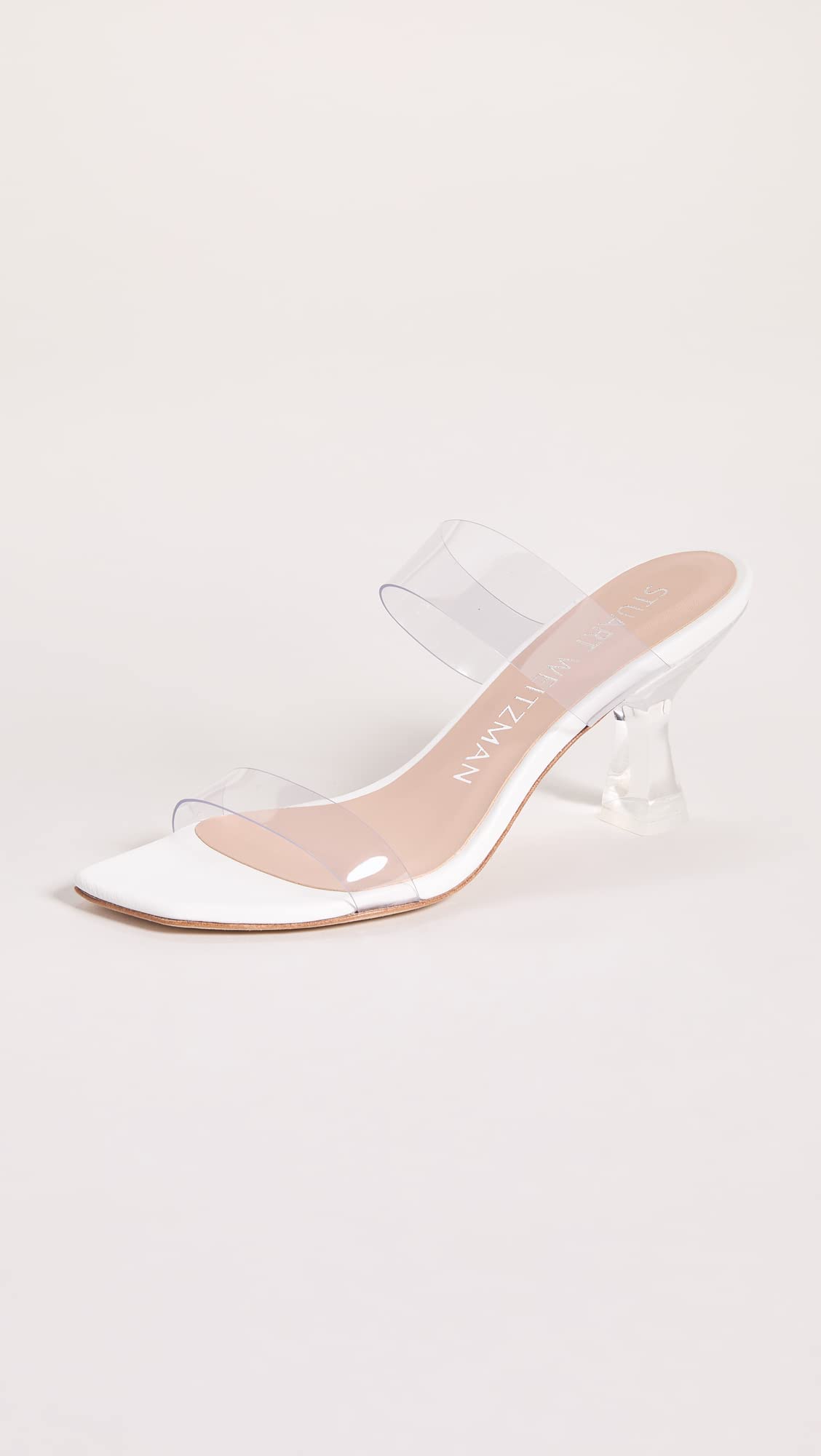 Stuart Weitzman Kristal Clear Sandal for Women - Synthetic Upper, Leather lining, sole, and insole Stylish Dress Shoes - Clear/White 5 B