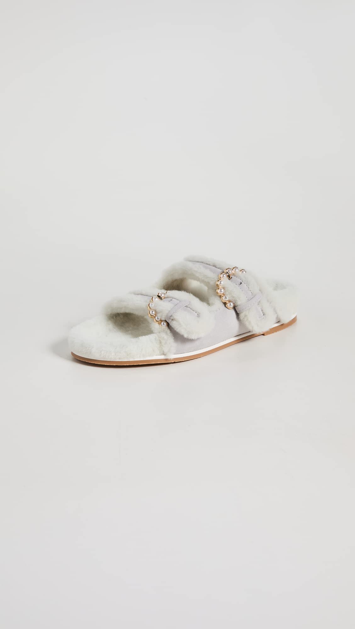 Stuart Weitzman Piper Chill Slide Sandal Perla/White 8 B