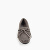 Minnetonka Women's Kilty Suede Hardsole Moccasin, Grey, 9.5 W US