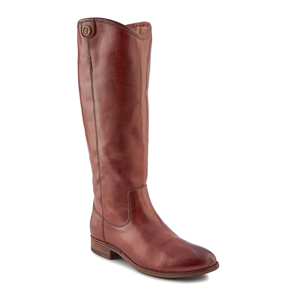 Frye Melissa Button 2 Equestrian-Inspired Tall Boots for Women Made from Hard-Wearing Vintage Leather with Antique Silver Hardware and Leather Outsole – 15 ½” Shaft Height, Mahogany - 7.5 WS
