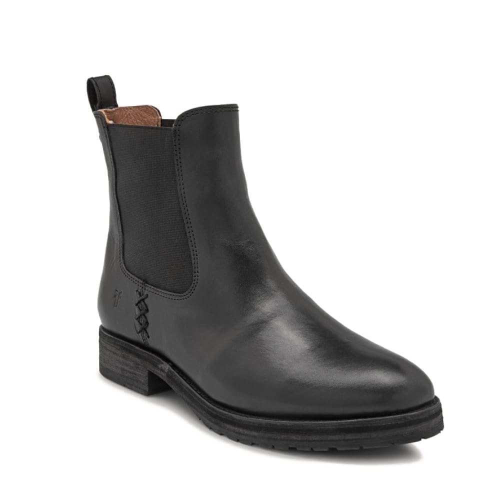 Frye Melissa Double Sole Chelsea Boots for Women - Rugged and Comfortable Leather Lined Slip On Classics with Leather Outsole and Antique Metal Hardware, Black - 7.5 M