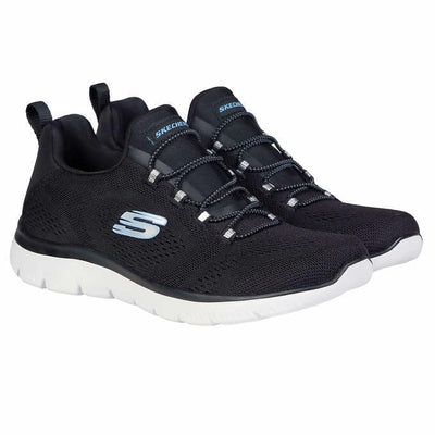 Skechers Womens Summit Sneaker, Black/Blue, 10