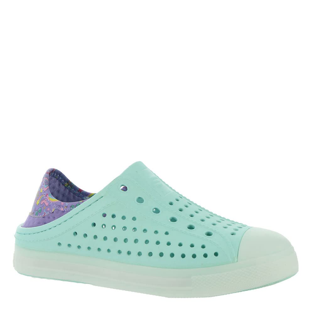 Skechers Girl's Foamies Guzman Flash - Fancy Free Water Shoe, Turquoise/Lavender, 2 Little Kid