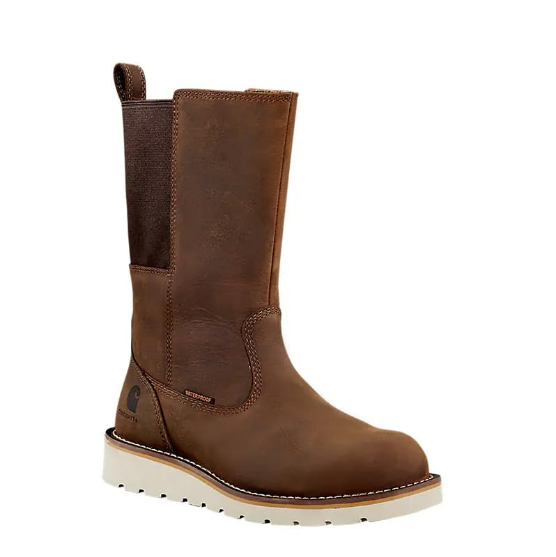 Carhartt Footwear FW1234-W Women's Waterproof 10-Inch Wellington Wedge Boot, Brown - 6 M