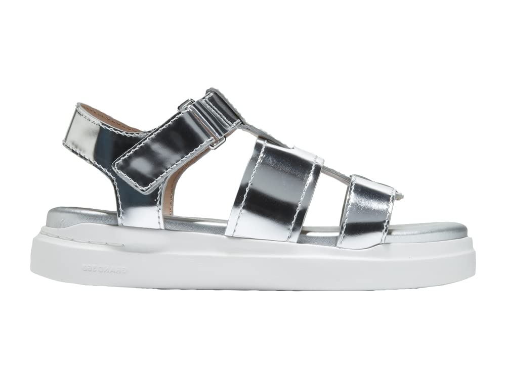 COLE HAAN WOMENS GRANDPRØ RALLY FISHERMAN SANDAL, SILVER SPECCHIO, 6-B US