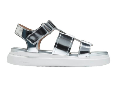 COLE HAAN WOMENS GRANDPRØ RALLY FISHERMAN SANDAL, SILVER SPECCHIO, 6-B US