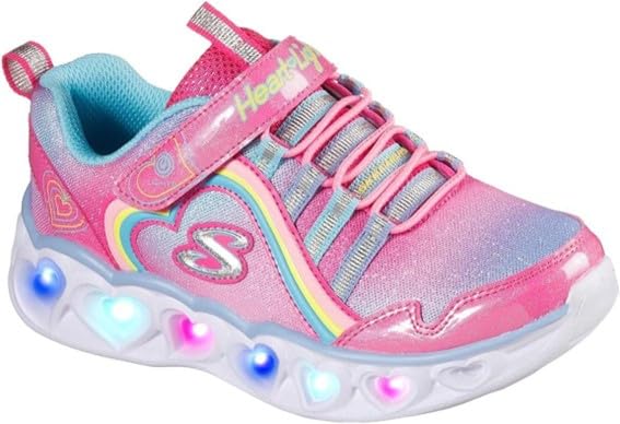 Skechers Kids Girls Heart Lights-Rainbow LUX Sneaker, Pink Multi 1, 4
