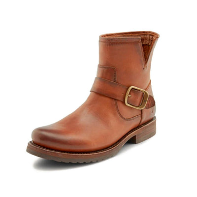 Frye 5 ¾” Veronica Booties for Women - Full-Grain Brush-Off Leather with Antique Metal Hardware and Rubber Outsole, Genuine Stitch Welt Construction, Bronze - 7.5 M