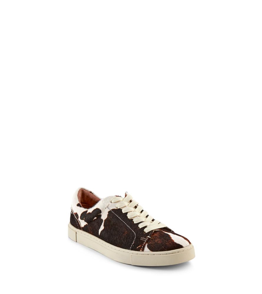 Frye Ivy Low Lace Sneakers for Women Crafted from Soft, Vintage Italian Leather with Removable Molded Footbed, Leather Lining, and Contrast White Rubber Outsoles, Black/Brown - 5.5M