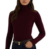 Lauren Ralph Lauren Womens Faux Leather-Trim Ribbed Turtleneck, Pinot Noir, Small