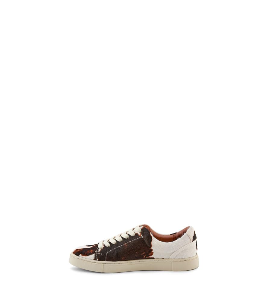 Frye Ivy Low Lace Sneakers for Women Crafted from Soft, Vintage Italian Leather with Removable Molded Footbed, Leather Lining, and Contrast White Rubber Outsoles, Black/Brown - 5.5M