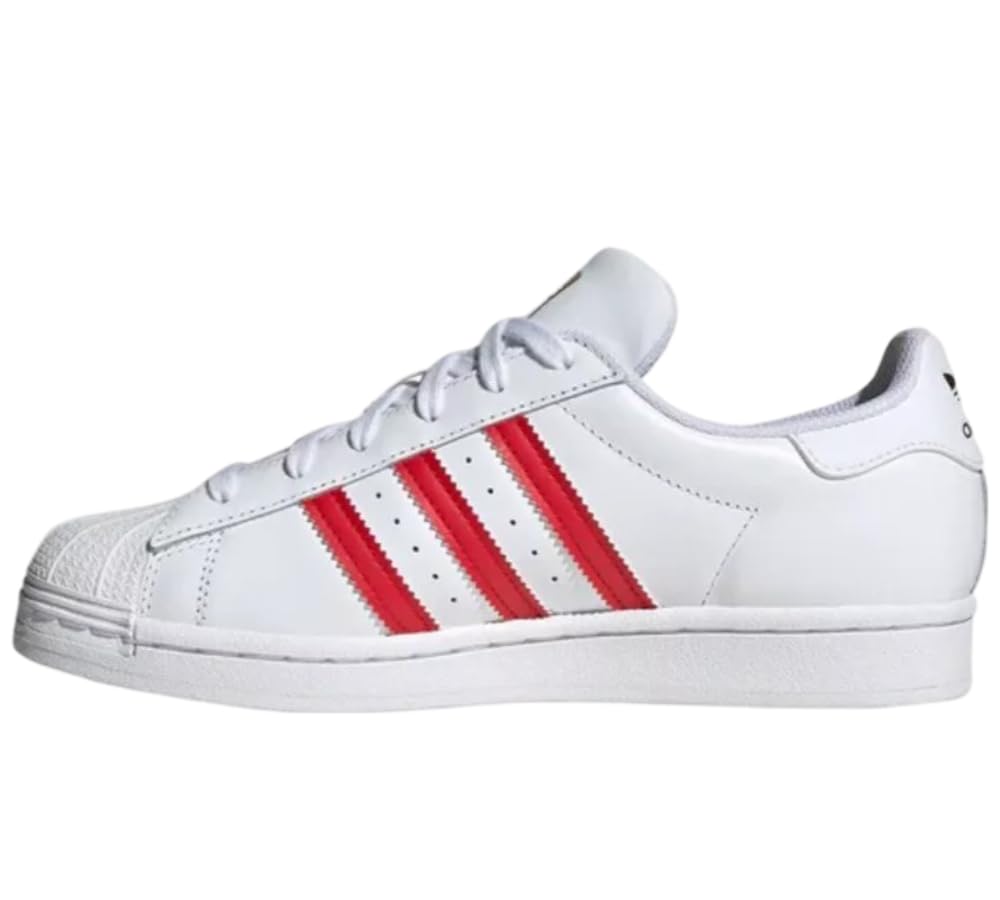 adidas Originals Superstar Sneakers for Women - Comfortable Insole - Padded Tongue and Collar - Round-Toe White/Better Scarlet/Gold Metallic 9.5 B - Medium