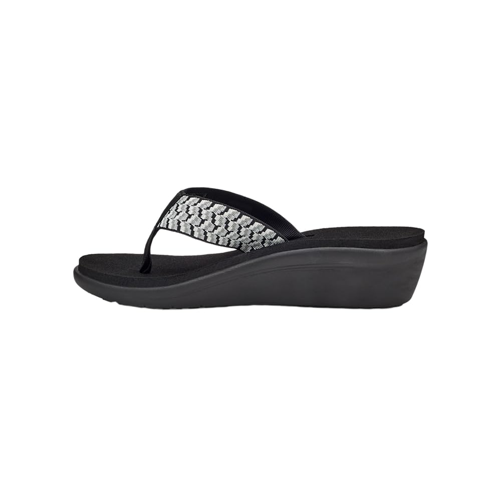 Teva Women's Voya Wedge, Paint Tracks Black/White, 10 M US