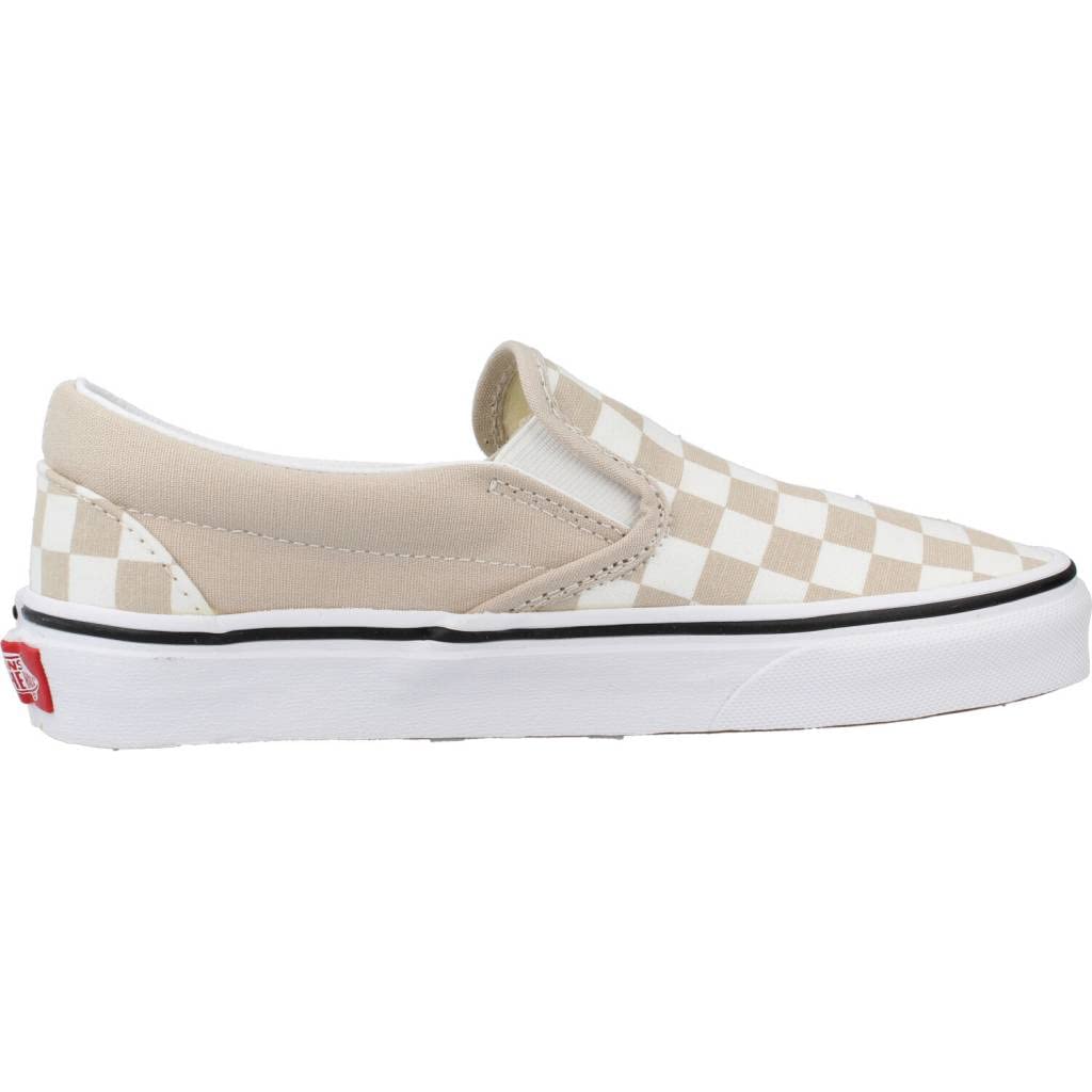Vans Women's UA Classic Slip-On Sneakers, Color Theory Checkerboard, Tan, Off White, Print, 7 Medium US