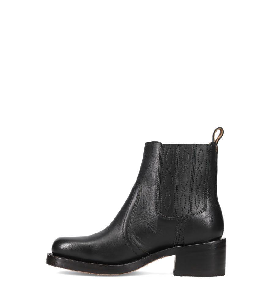 Frye Campus Chelsea Ankle Boots for Women - Leather-Lined 5.75" Booties for Women - Square Toe Boots - Chunky Heel Booties with 1.7.5" Block Heel - Slip-on Design - Black - Crust Veg - 9