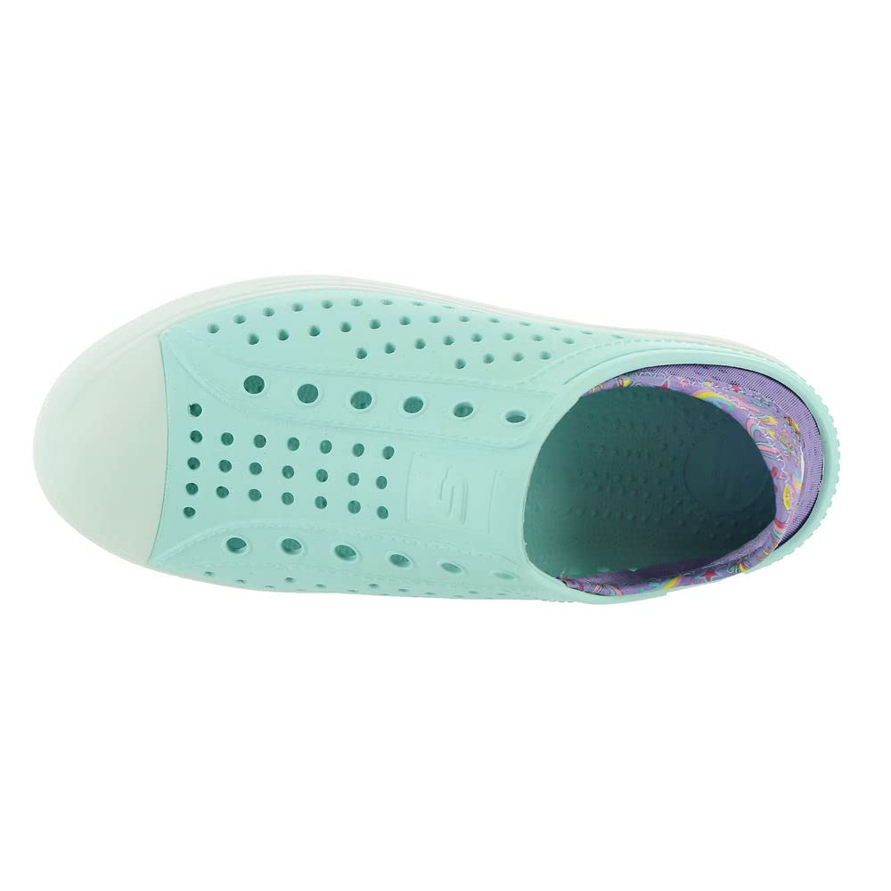 Skechers Girl's Foamies Guzman Flash - Fancy Free Water Shoe, Turquoise/Lavender, 2 Little Kid