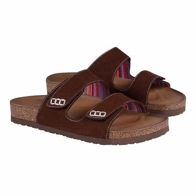 Skechers Women's Luxe Two Strap Sandal Comfort Footbed, Brown, 8