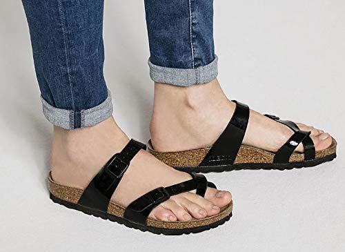 Birkenstock Women's Flip Flops Flo, Black Paint Black, 8.5 Narrow
