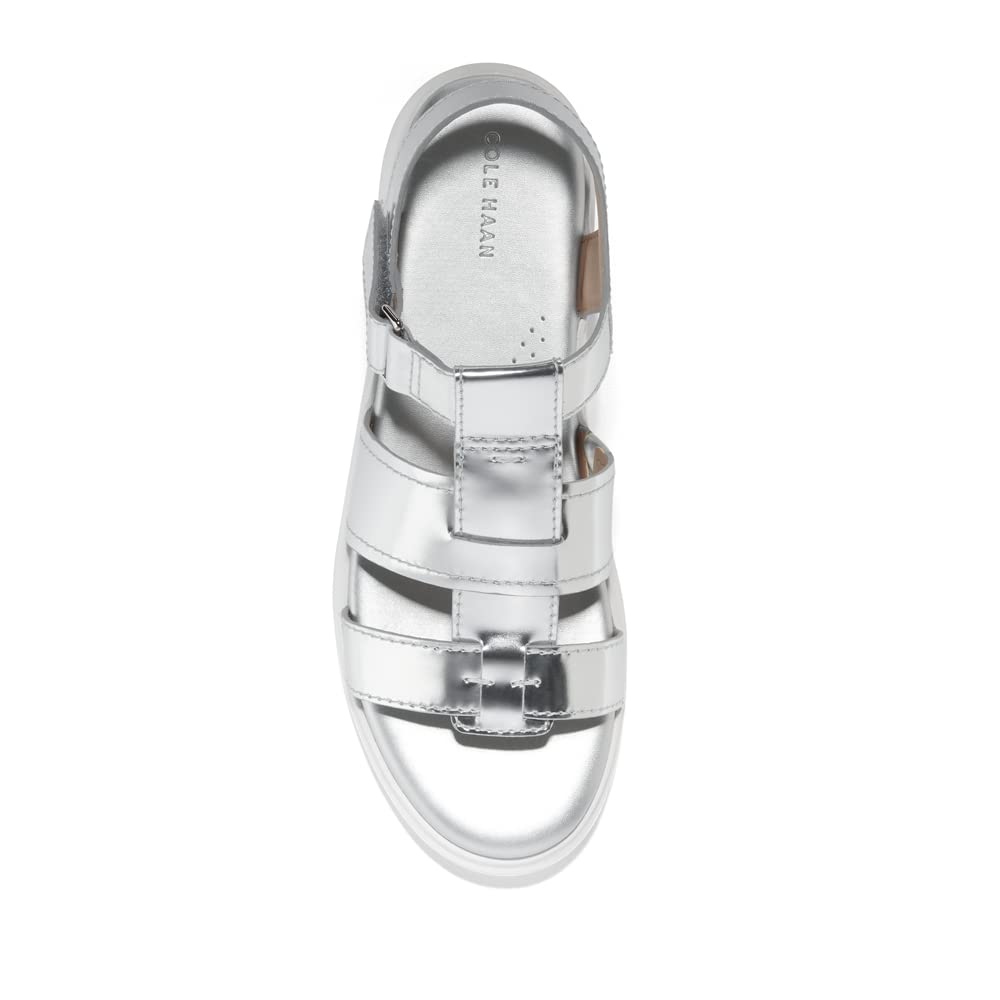 COLE HAAN WOMENS GRANDPRØ RALLY FISHERMAN SANDAL, SILVER SPECCHIO, 6-B US