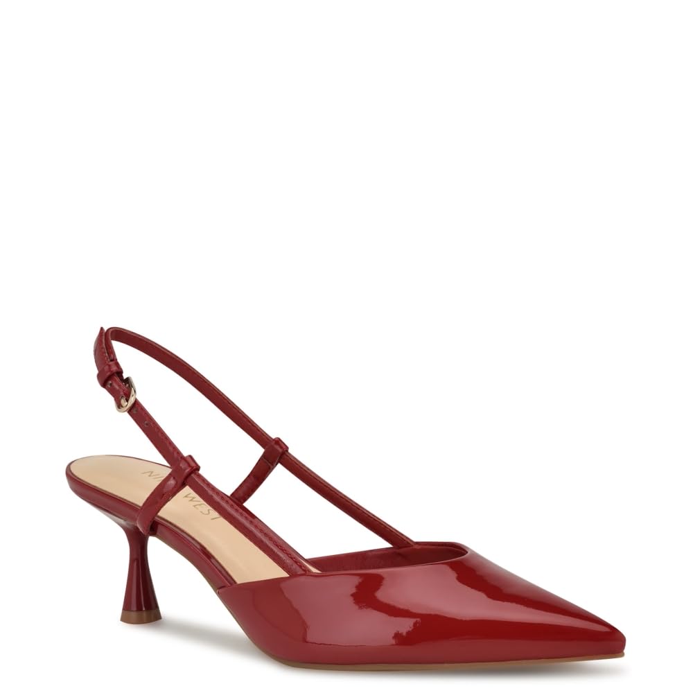 Nine West Women's Red Patent Pointy Toe Slingback Sandals 7.5