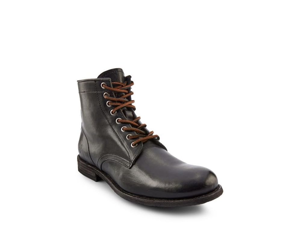 Frye Tyler Lace Up Boots for Men Crafted from Soft Vintage Leather with Blake Construction, Burnished Toe and Heel, and Rubber Inserts on Leather Soles – 5 ¾” Shaft Height, Black - 8 M