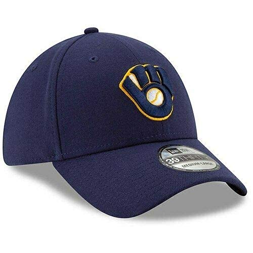 New Era Milwaukee Brewers MLB 3930 39THIRTY Flexfit Cap Hat (Small/Medium) Navy