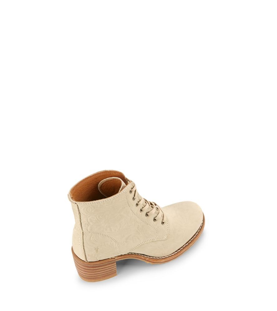 Frye Sabrina 6G Lace Up Women's Ankle & Bootie Boots - Premium Leather, Stylish and Comfortable Footwear for Every Occasion, Ivory - 8.5