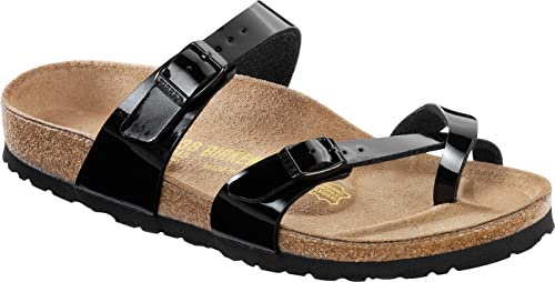 Birkenstock Women's Flip Flops Flo, Black Paint Black, 8.5 Narrow