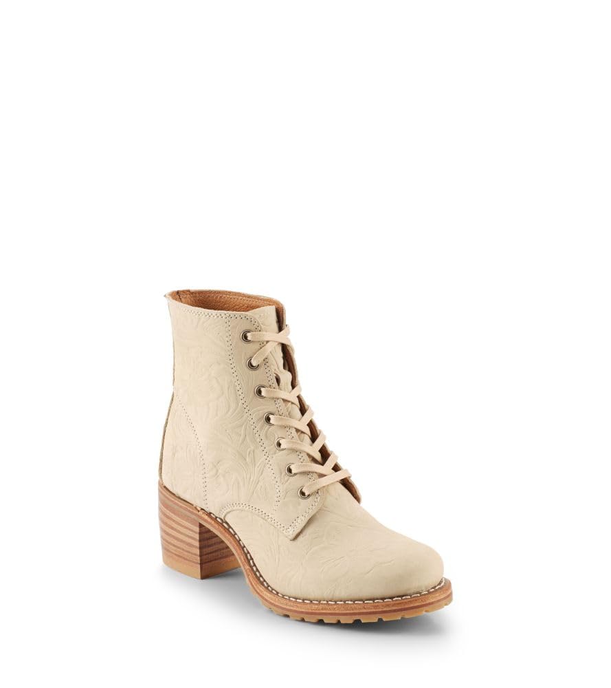Frye Sabrina 6G Lace Up Women's Ankle & Bootie Boots - Premium Leather, Stylish and Comfortable Footwear for Every Occasion, Ivory - 8.5