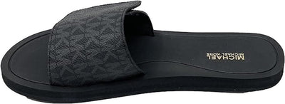 Michael Kors MK Signature Logo Print Wade Slide (Black, 11, us_footwear_size_system, adult, women, numeric, medium, numeric_11)