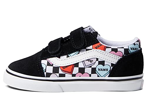 Vans Toddler Old Skool V, (Candy Hearts) Black/True White, Size 4 Toddler
