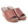 Amaztep Women's Platform Wedge Leather Sandal Open Toe Slip On Walking Comfortable Slide Sandals for Summer Dressy Casual (Brown, Size 6.5, Medium)