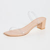 Stuart Weitzman Women's Aleena 50 Block Slides, Clear/Adobe, 9 Medium US