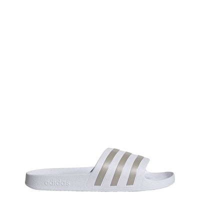adidas unisex-adult Adilette Aqua Slides White/Platin Metallic/White 11